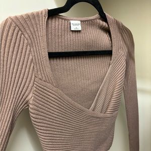 Brown Long Sleeve Abercrombie Crop Top